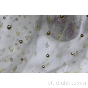 Tecido de malha 100% nylon com padrão dourado e lulu